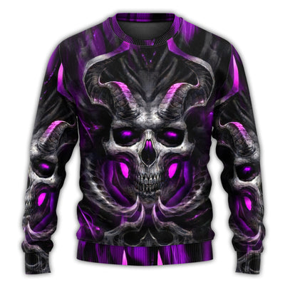 Christmas Sweater / S Skull Dark Purple Fire Lighting - Sweater - Ugly Christmas Sweaters - Owls Matrix LTD