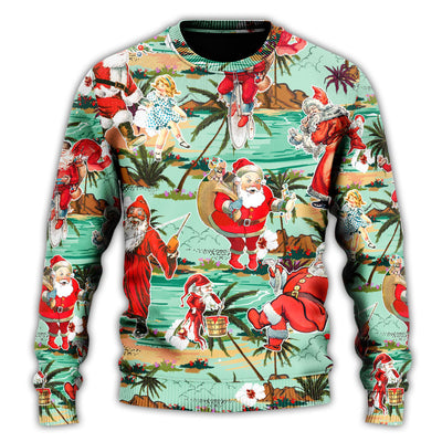 Christmas Sweater / S Christmas Santa Vacation Beach Joyful - Sweater - Ugly Christmas Sweaters - Owls Matrix LTD