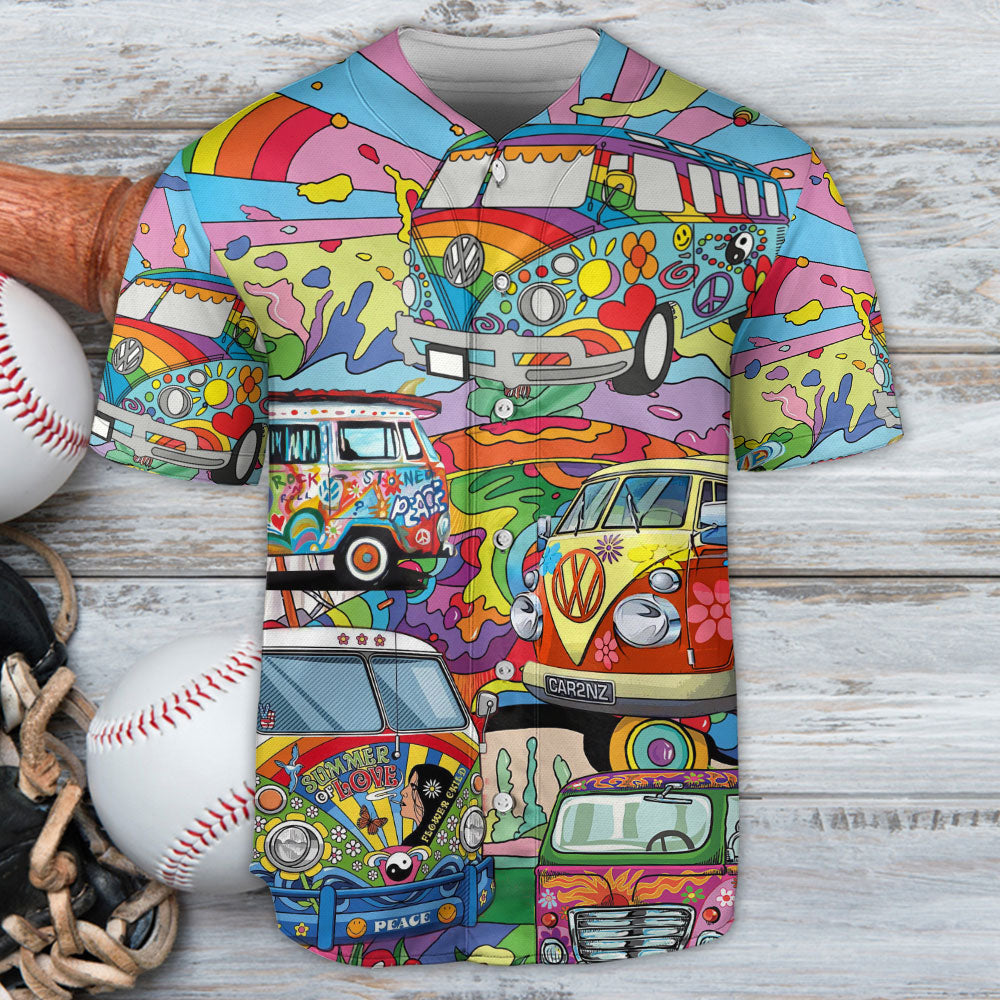 Hippie Bus Art Freeway Life - Baseball Jersey - Owls Matrix LTD