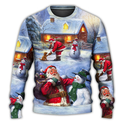 Christmas Sweater / S Christmas Santa Love Snowman In The Village Gift For Xmas - Sweater - Ugly Christmas Sweaters - Owls Matrix LTD