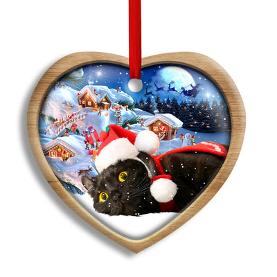 Pack 1 Christmas Black Cat Happy Xmas Light Decor Tree Hanging - Heart Ornament - Owls Matrix LTD