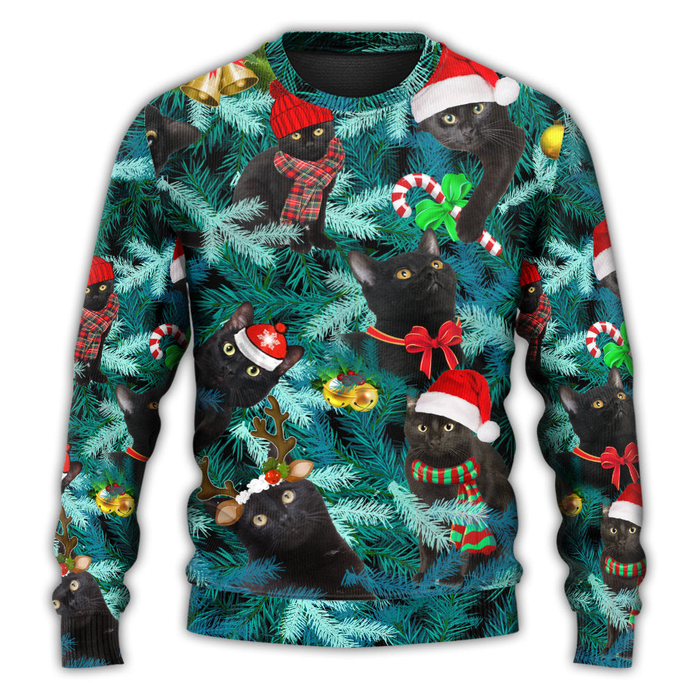 Christmas Black Cat Is It Jolly Enough Black Cat - Sweater - Ugly Christmas Sweaters - Owls Matrix LTD