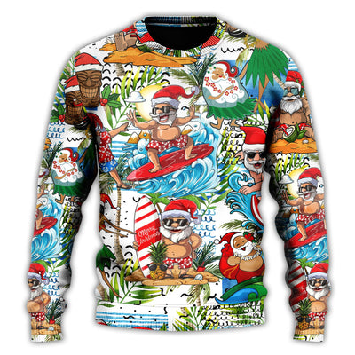 Christmas Sweater / S Christmas Santa Aloha Beach Vibe - Sweater - Ugly Christmas Sweaters - Owls Matrix LTD
