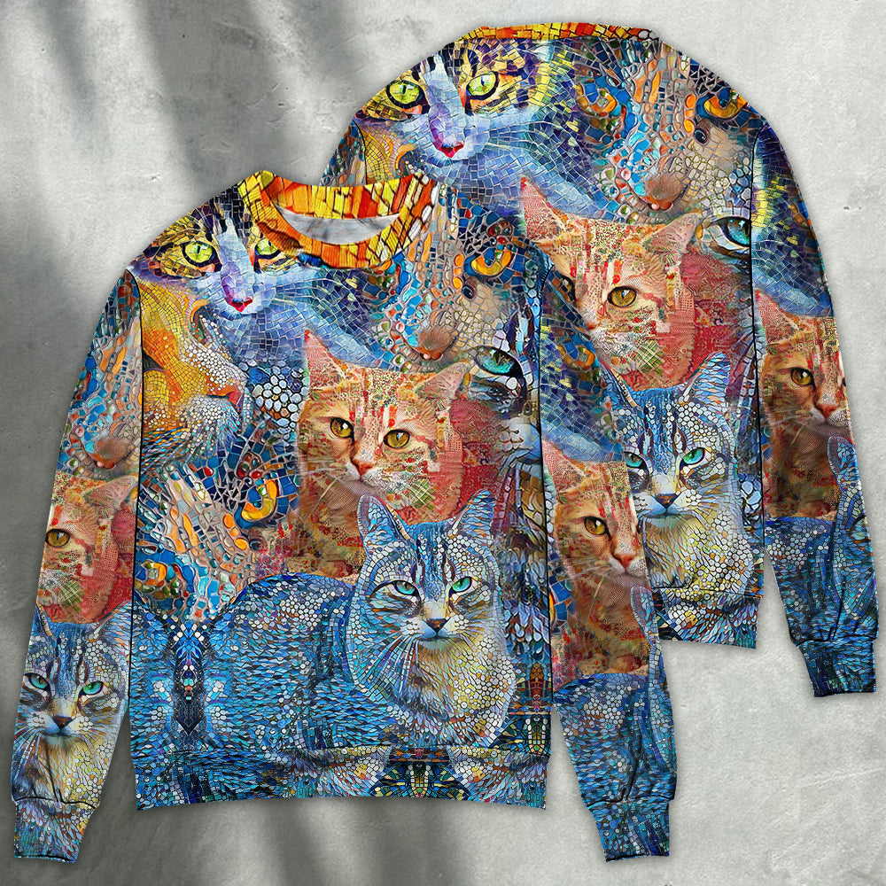 Cat Mosaic Amazing - Sweater - Ugly Christmas Sweater - Owls Matrix LTD