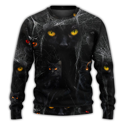 Christmas Sweater / S Halloween Black Cat In The Dark - Sweater - Ugly Christmas Sweaters - Owls Matrix LTD