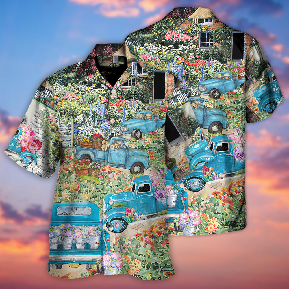 Truck Delivery Happiness Flower Around Town - Hawaiian Shirt - Owls Matrix LTD