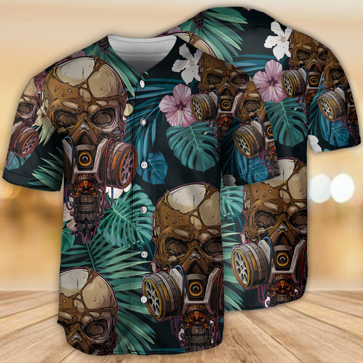 Skull Style Lover And Tropical Leaves - Baseball Jersey - Owls Matrix LTD