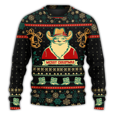 Christmas Sweater / S Christmas Cowboy Santa Christmas Old Man - Sweater - Ugly Christmas Sweaters - Owls Matrix LTD