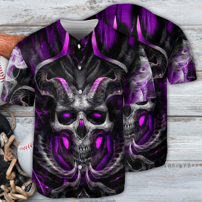 Skull Dark Purple Fire Lighting - Baseball Jersey - Owls Matrix LTD