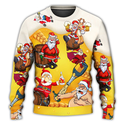 Christmas Sweater / S Christmas Santa Claus Drunk Beer Funny Troll Xmas - Sweater - Ugly Christmas Sweaters - Owls Matrix LTD