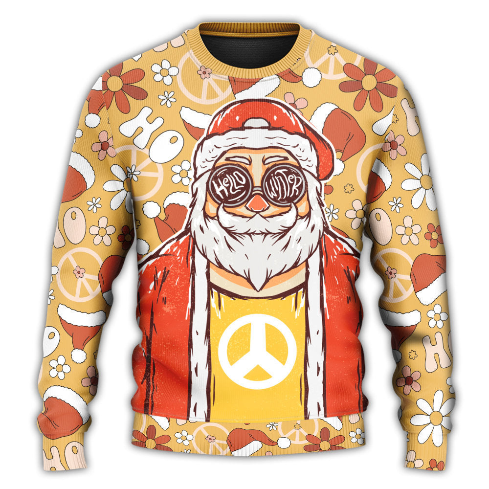 Christmas Sweater / S Christmas Santa Cutie Hippie Groovy - Sweater - Ugly Christmas Sweaters - Owls Matrix LTD