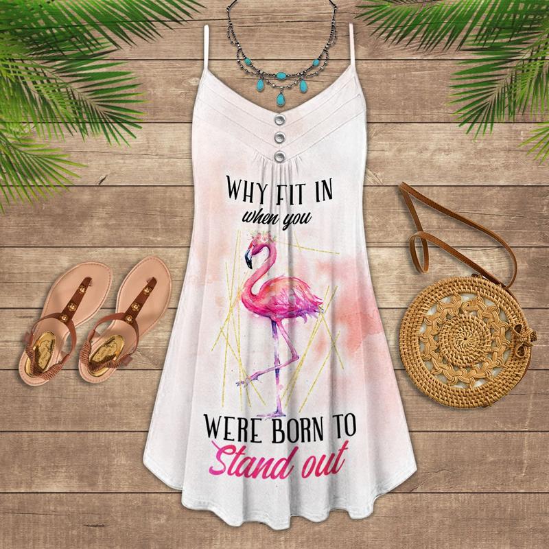 Flamingo Loves Summer Tropical Vibes Beautiful - Summer Dress - Owls Matrix LTD