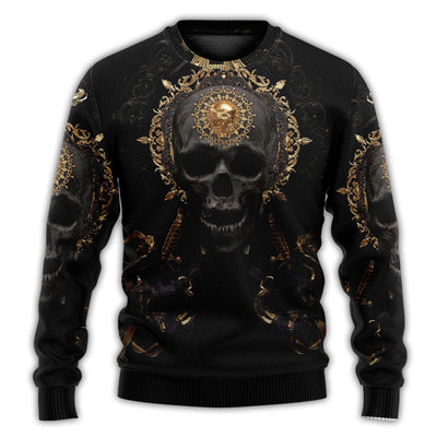 Christmas Sweater / S Skull Golden Skull True King Stay True Till Death - Sweater - Ugly Christmas Sweaters - Owls Matrix LTD