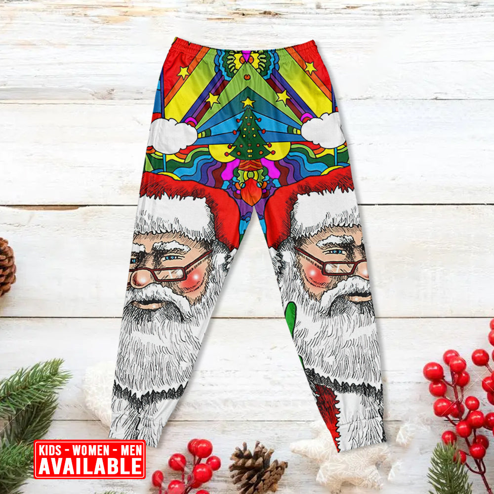 Christmas Hippie Santa Claus - Pajamas Long Sleeve - Owls Matrix LTD