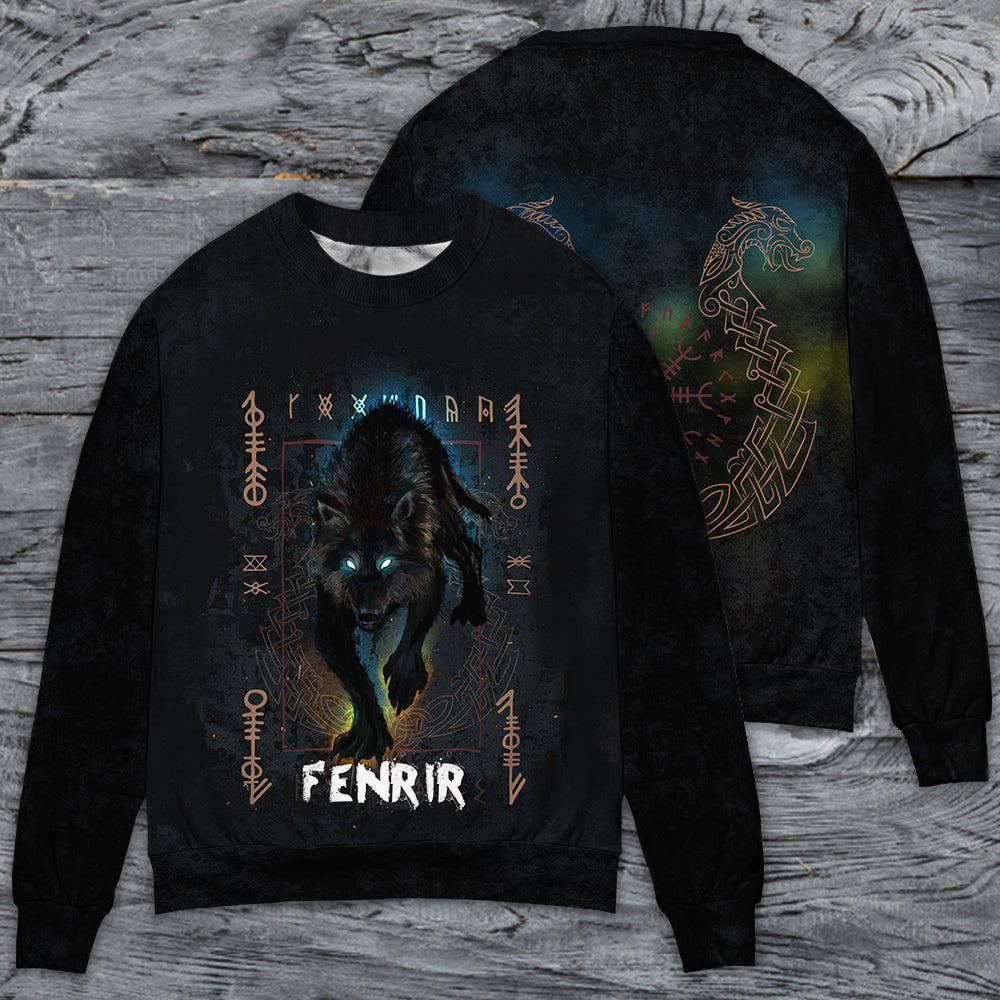 Viking Wolf Fenrir - Sweater - Ugly Christmas Sweater - Owls Matrix LTD