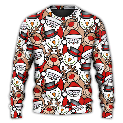 Christmas Sweater / S Christmas Cutie Santa And Reindeer Funny Style - Sweater - Ugly Christmas Sweaters - Owls Matrix LTD