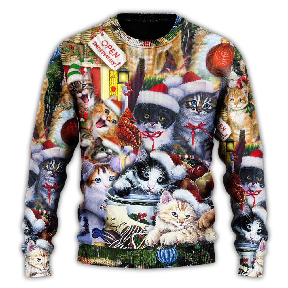Christmas Sweater / S Christmas Cat Love Xmas - Sweater - Ugly Christmas Sweaters - Owls Matrix LTD