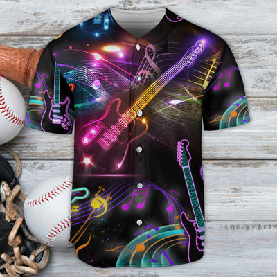 Guitar Neon Music Lover - Baseball Jersey - Owls Matrix LTD