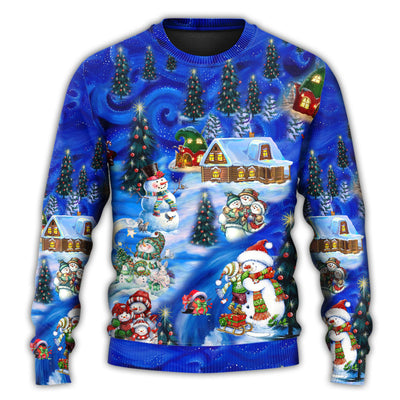 Christmas Sweater / S Christmas Snowman Chilling With My Snowmies - Sweater - Ugly Christmas Sweaters - Owls Matrix LTD