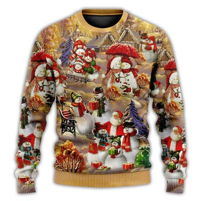 Christmas Sweater / S Christmas Snowman Couple Love Xmas - Sweater - Ugly Christmas Sweaters - Owls Matrix LTD