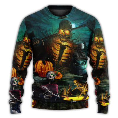 Christmas Sweater / S Halloween Skull Dark Scary - Sweater - Ugly Christmas Sweaters - Owls Matrix LTD