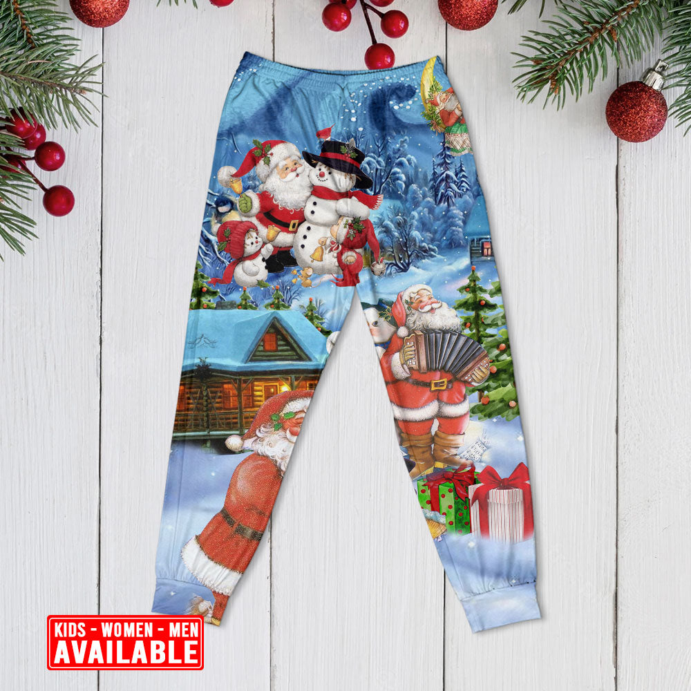 Christmas Santa And Snowman Best Friends - Pajamas Long Sleeve - Owls Matrix LTD
