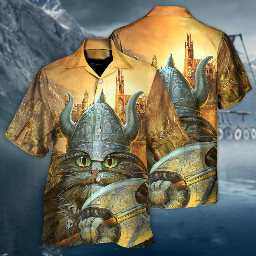 Viking Cat Hagar The Hairy Came To Purr And Pillage - Hawaiian Shirt - Owls Matrix LTD