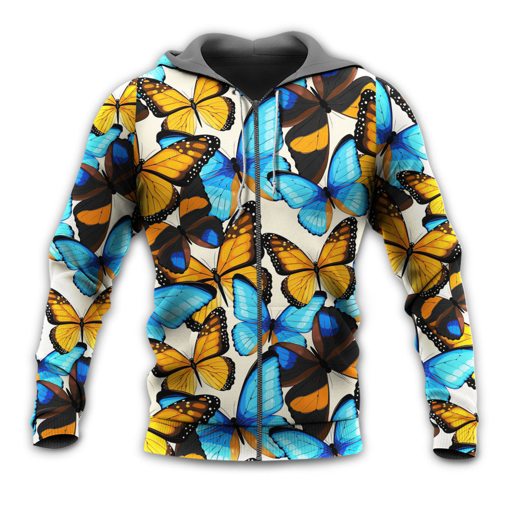 Zip Hoodie / S Butterfly Abstract Colorful Vintage - Hoodie - Owls Matrix LTD