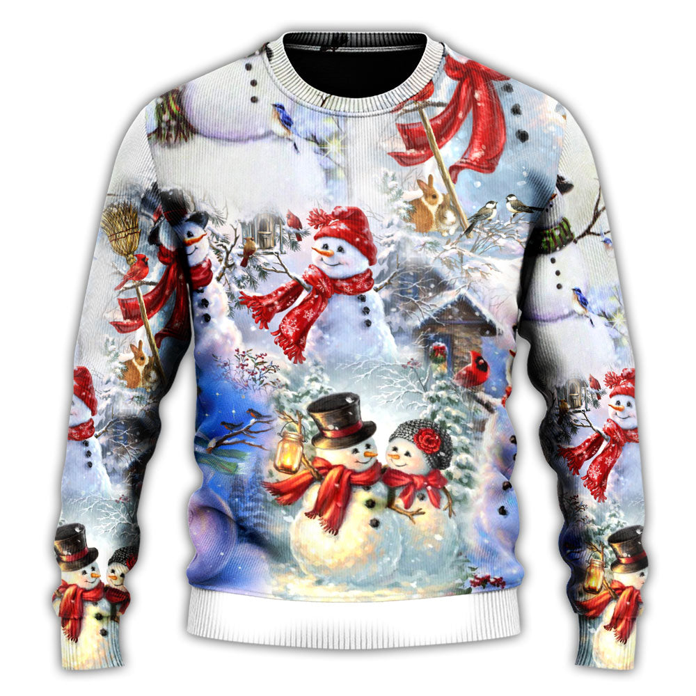 Christmas Sweater / S Snowman Christmas Merry Xmas - Sweater - Ugly Christmas Sweaters - Owls Matrix LTD