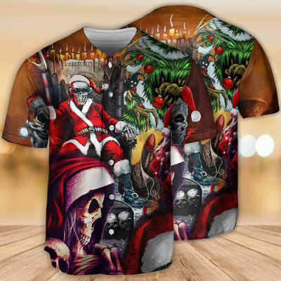 Skull Santa Claus Christmas Cool Style - Baseball Jersey - Owls Matrix LTD