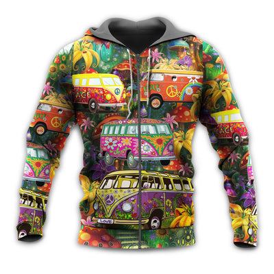 Zip Hoodie / S Hippie Bus Peace Life Colorful Style - Hoodie - Owls Matrix LTD