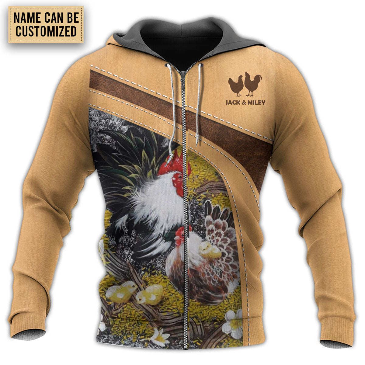 Zip Hoodie / S Chicken An Old Rooster And His Cute Chick Personalized - Hoodie - Owls Matrix LTD