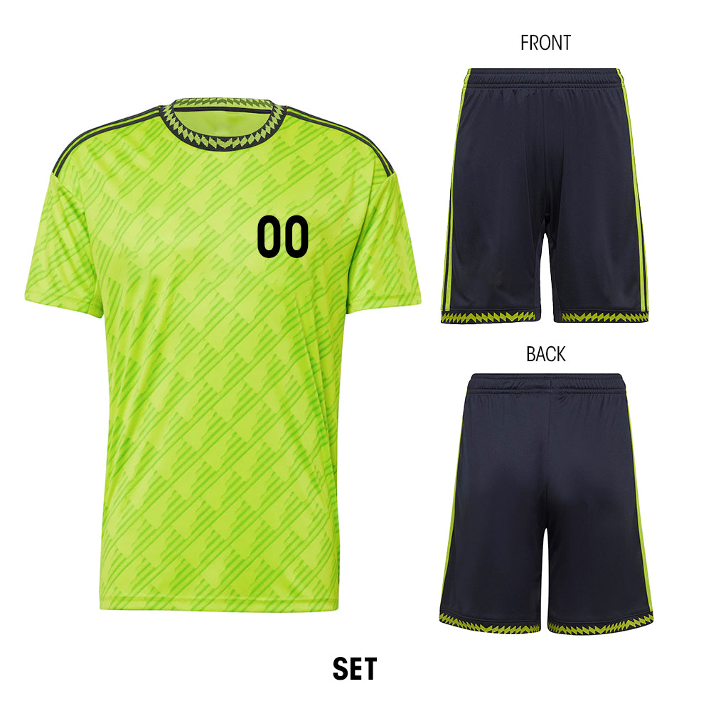 Custom Green Neon Sunk Texture And Black - Soccer Uniform Jersey