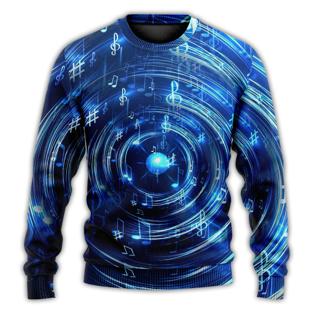 Christmas Sweater / S Music Neon Circle Music Notes - Sweater - Ugly Christmas Sweaters - Owls Matrix LTD