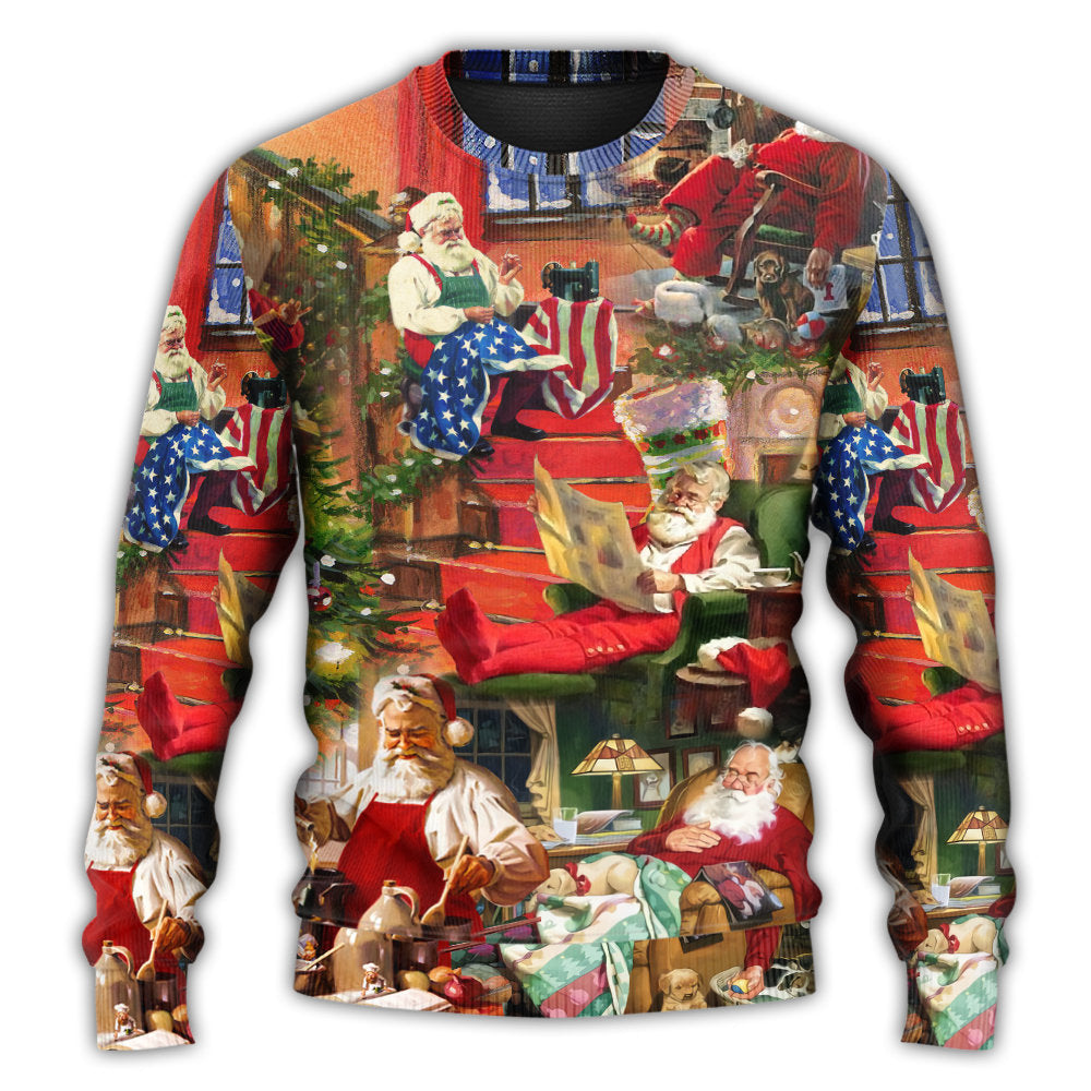 Christmas Sweater / S Christmas Santa Claus In Daily Life - Sweater - Ugly Christmas Sweaters - Owls Matrix LTD