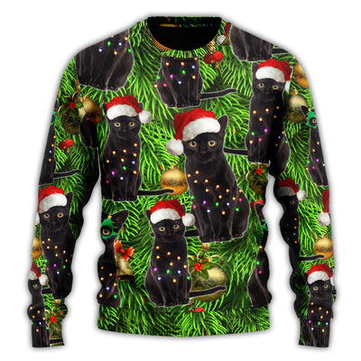 Christmas Sweater / S Black Cat Christmas Merry Xmas - Sweater - Ugly Christmas Sweaters - Owls Matrix LTD