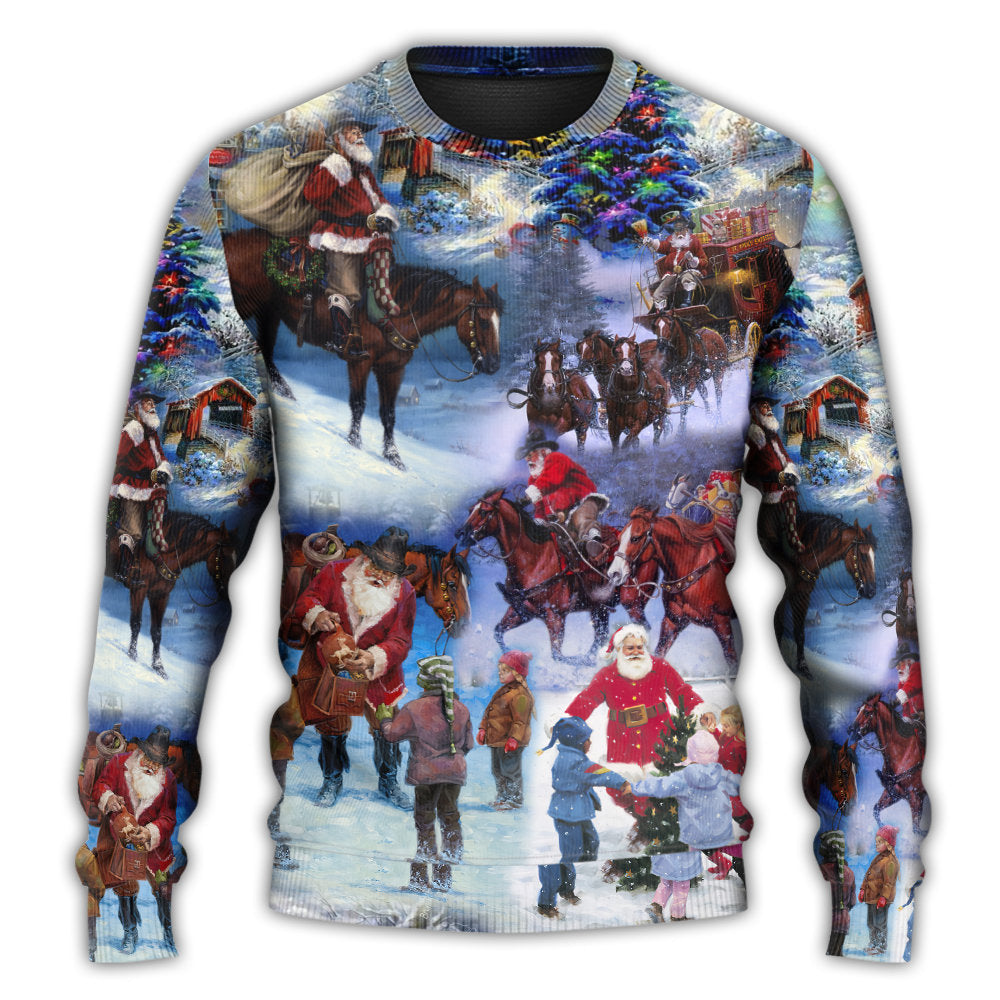 Christmas Sweater / S Christmas Santa Cowboy Love Children - Sweater - Ugly Christmas Sweaters - Owls Matrix LTD