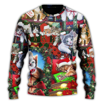 Christmas Sweater / S Cat Christmas Tree Merry Xmas - Sweater - Ugly Christmas Sweaters - Owls Matrix LTD
