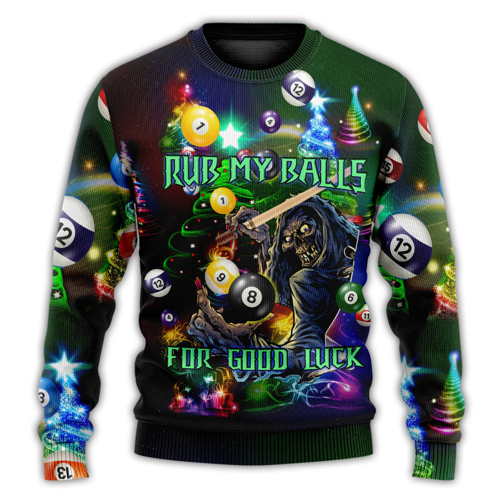 Christmas Sweater / S Billiard Rub My Ball For Christmas - Sweater - Ugly Christmas Sweaters - Owls Matrix LTD