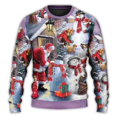 Christmas Sweater / S Christmas Santa Claus Build Snowman Gift For You - Sweater - Ugly Christmas Sweaters - Owls Matrix LTD