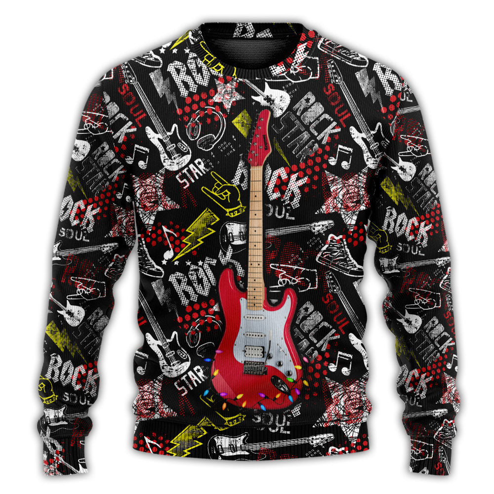 Christmas Sweater / S Guitar Rock Soul Merry Christmas - Sweater - Ugly Christmas Sweaters - Owls Matrix LTD