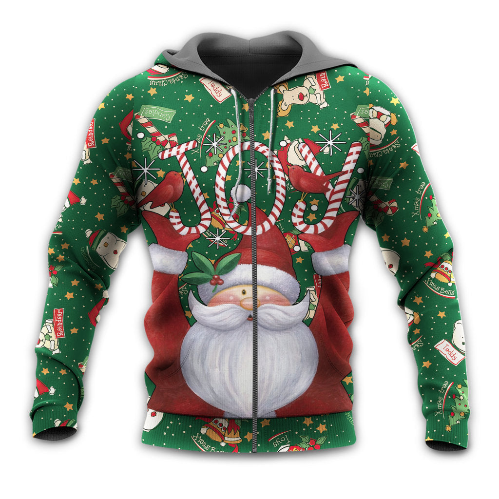 Zip Hoodie / S Christmas Santa Claus Lover Joy - Hoodie - Owls Matrix LTD