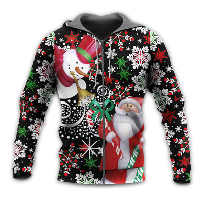 Zip Hoodie / S Christmas Snowyday With Santa And Snowman - Hoodie - Owls Matrix LTD