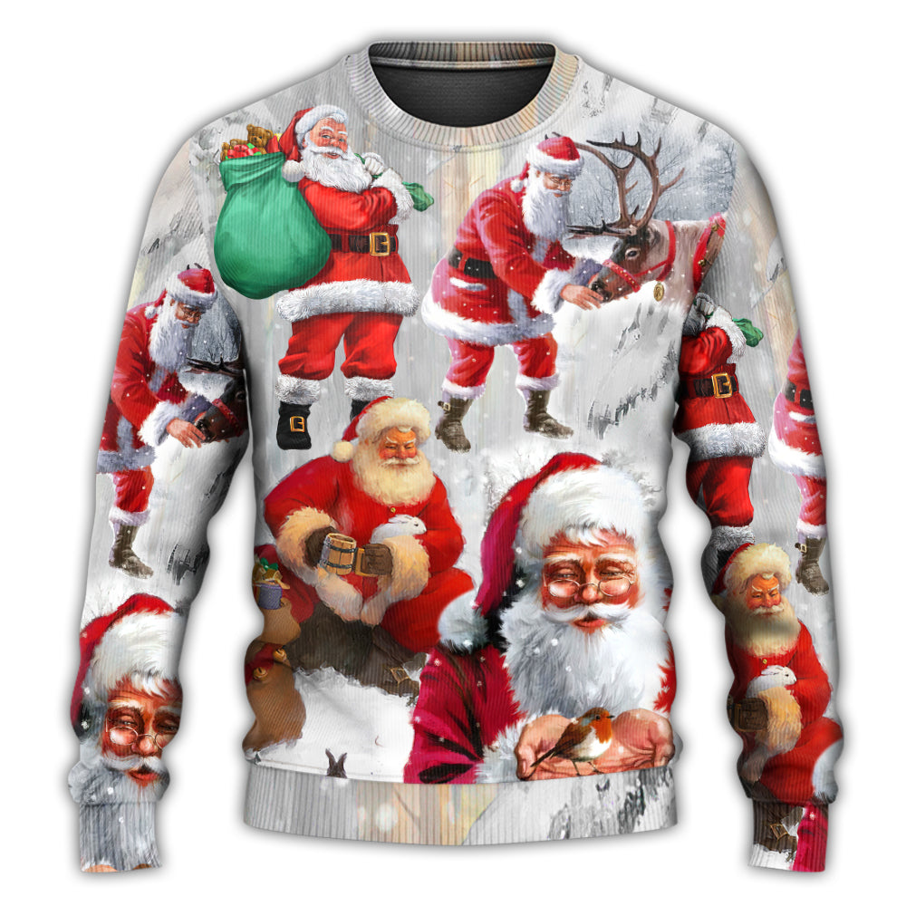 Christmas Santa Claus Story Funny Art Style - Sweater - Ugly Christmas Sweaters - Owls Matrix LTD