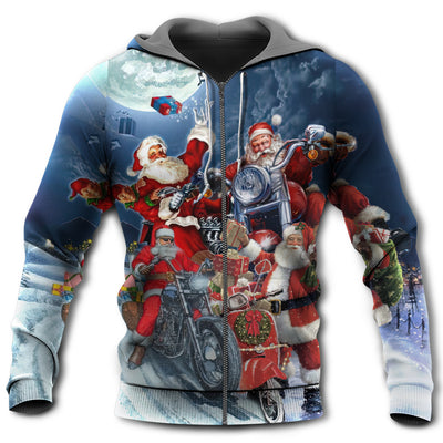 Zip Hoodie / S Christmas Santa I Don't Need Reindeer I Have Motorbike - Hoodie - Owls Matrix LTD