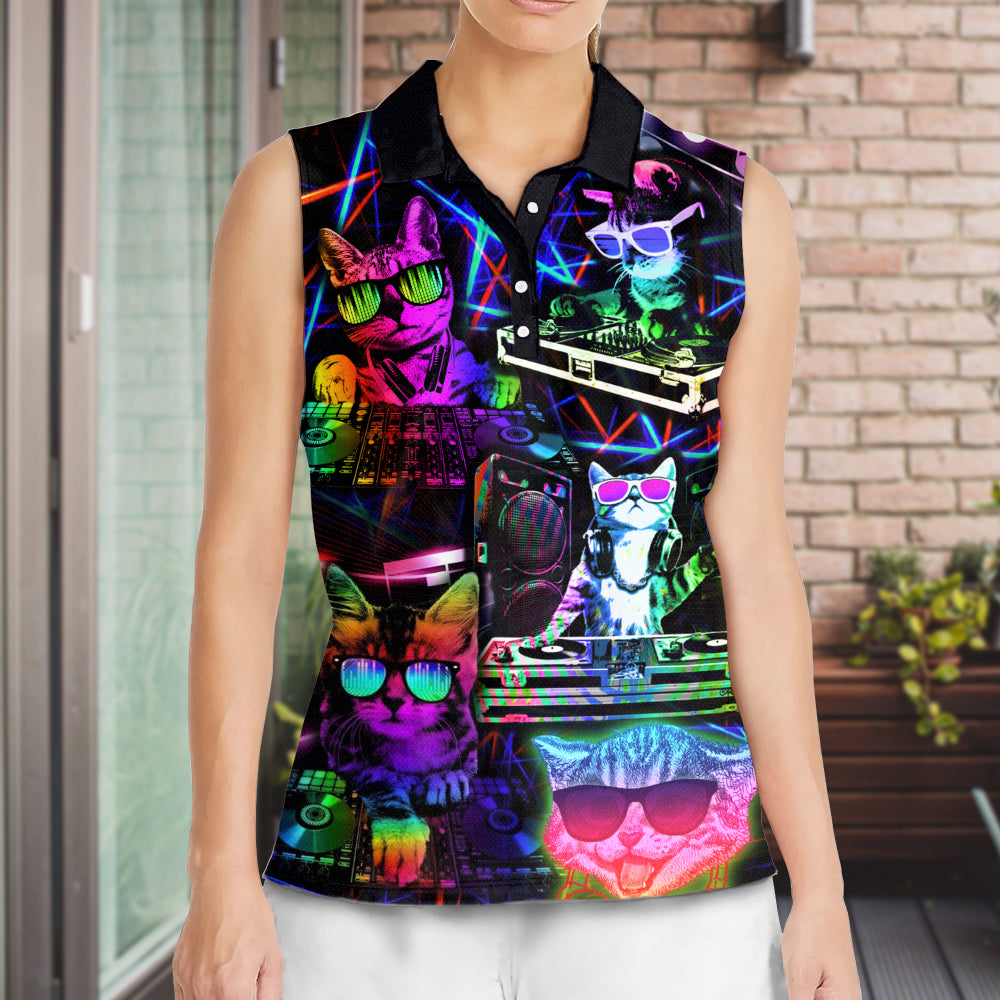 Cat DJ Cool Life - Women's Polo Shirt - Owls Matrix LTD