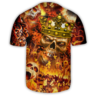 Skull King On Fire - Baseball Jersey - Owls Matrix LTD