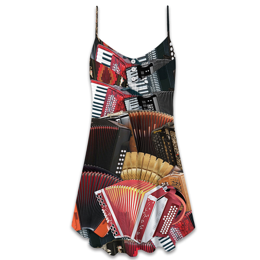 Accordion A Gentleman Is Someone Who Can Play The Accordion - V-neck Sleeveless Cami Dress - Owls Matrix LTD