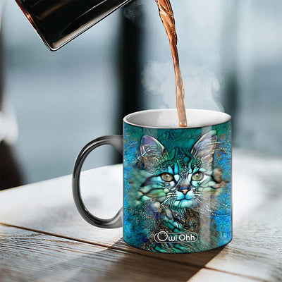 Cat Glass Art Style - Color-changed Mug - Owls Matrix LTD