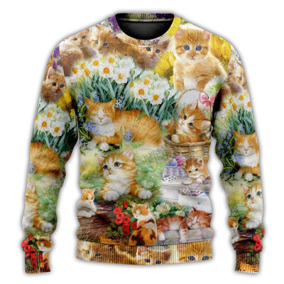 Christmas Sweater / S Cat Kitty Lover Art - Sweater - Ugly Christmas Sweaters - Owls Matrix LTD